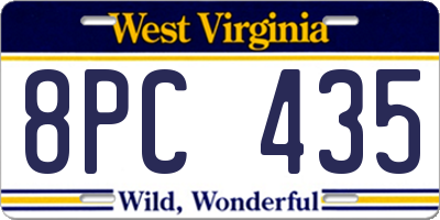 WV license plate 8PC435