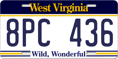 WV license plate 8PC436