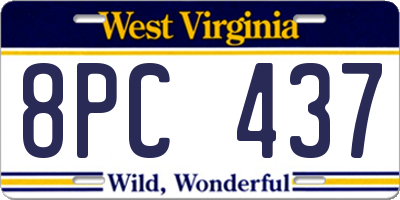 WV license plate 8PC437