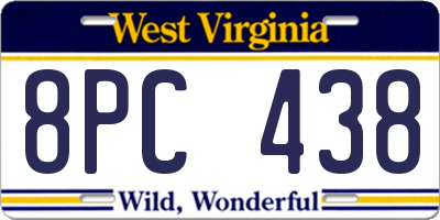 WV license plate 8PC438