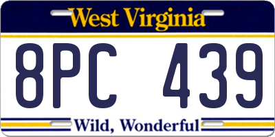 WV license plate 8PC439