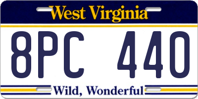 WV license plate 8PC440