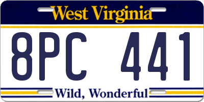 WV license plate 8PC441