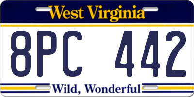 WV license plate 8PC442