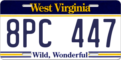 WV license plate 8PC447