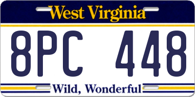 WV license plate 8PC448