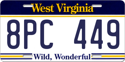 WV license plate 8PC449