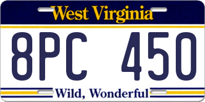 WV license plate 8PC450
