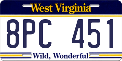 WV license plate 8PC451