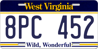 WV license plate 8PC452