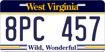 WV license plate 8PC457