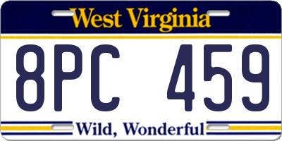 WV license plate 8PC459