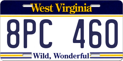 WV license plate 8PC460