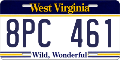 WV license plate 8PC461