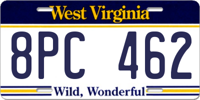 WV license plate 8PC462