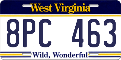 WV license plate 8PC463