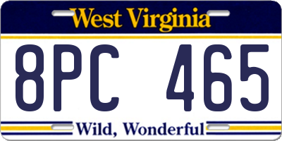 WV license plate 8PC465