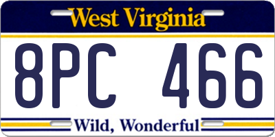 WV license plate 8PC466
