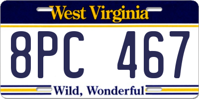 WV license plate 8PC467