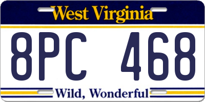 WV license plate 8PC468