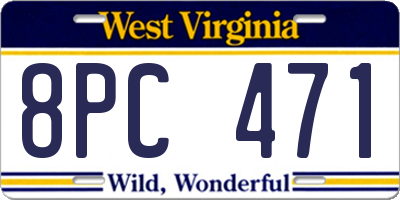 WV license plate 8PC471