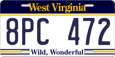 WV license plate 8PC472