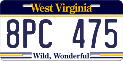 WV license plate 8PC475