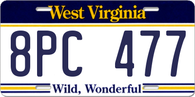 WV license plate 8PC477