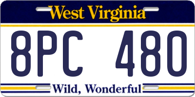 WV license plate 8PC480