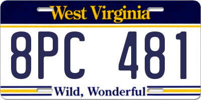 WV license plate 8PC481