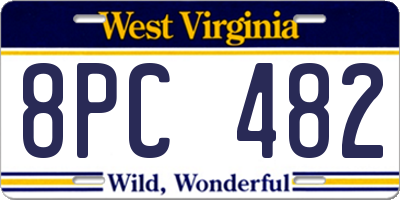 WV license plate 8PC482