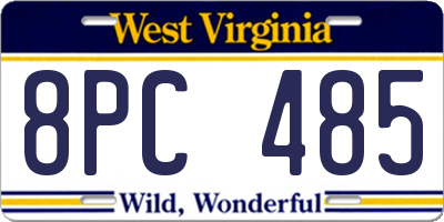 WV license plate 8PC485