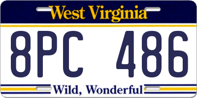 WV license plate 8PC486