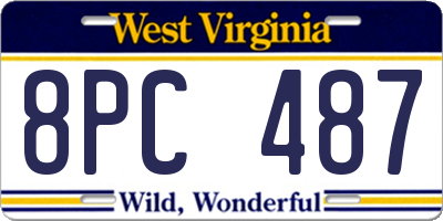 WV license plate 8PC487