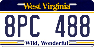WV license plate 8PC488