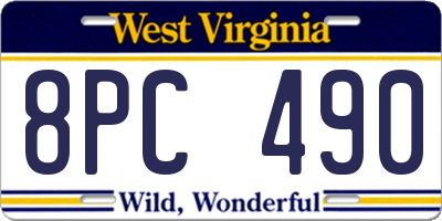 WV license plate 8PC490