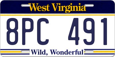WV license plate 8PC491