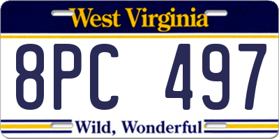 WV license plate 8PC497