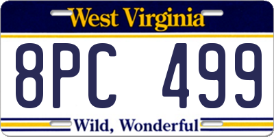 WV license plate 8PC499