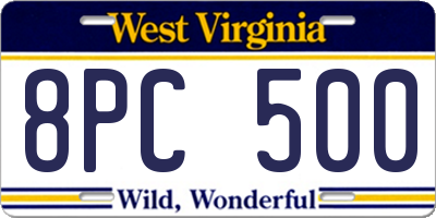 WV license plate 8PC500