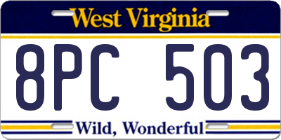 WV license plate 8PC503