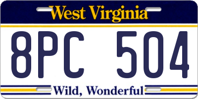 WV license plate 8PC504