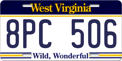 WV license plate 8PC506