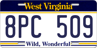 WV license plate 8PC509