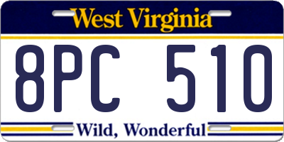 WV license plate 8PC510