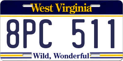 WV license plate 8PC511
