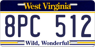 WV license plate 8PC512