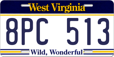 WV license plate 8PC513