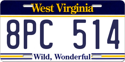 WV license plate 8PC514