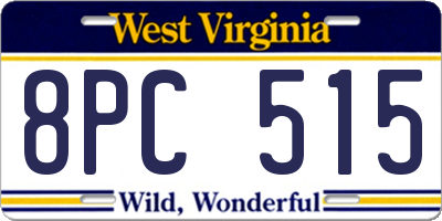 WV license plate 8PC515